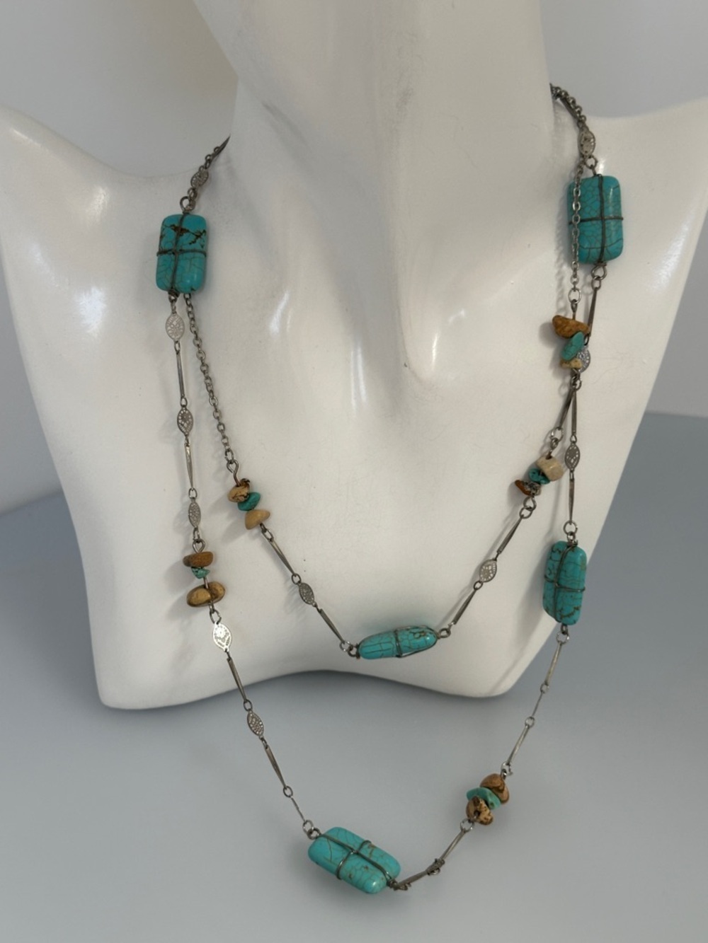 LUNA GARZON Real Turquoise Leopardskin Jasper Long Necklace